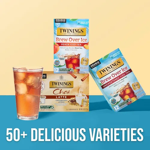 Vista 5 de Twinings Brew Over Ice - Té negro helado sin azúcar, 72 cápsulas K-Cup para Keurig, 12 unidades (paquete de 6), con cafeína