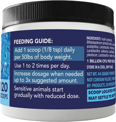 Vista 6 de Probióticos para gatos y perros - (120 cucharadas) Milagro probiótico - Fórmula avanzada para detener la diarrea, heces sueltas y levadura.