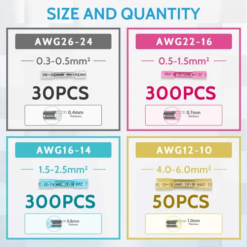 Vista 2 de Tsinglax Kit de conectores a tope termorretráctiles de 680 piezas, terminales de crimpado de cables eléctricos marinos aislados, empalme a tope