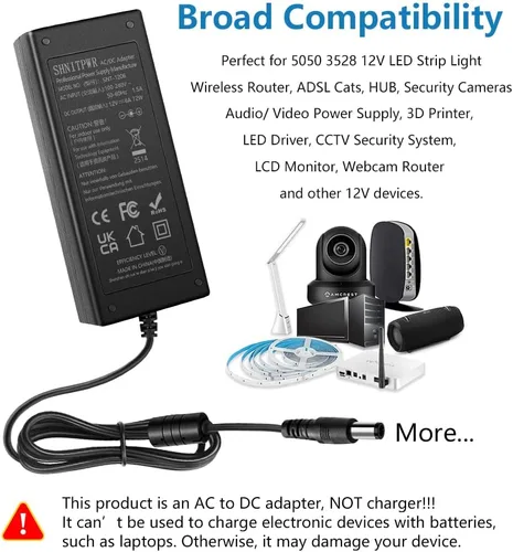 Vista 6 de SHNITPWR Convertidor de adaptador de fuente de alimentación de 12 V 6 A CA CC 100 V ~ 240 V CA a CC 12 voltios 6 amperios 72 W controlador LED