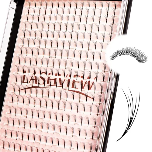 Vista 25 de LASHVIEW - Extensiones de pestañas individuales de seda de imitación de visón de 0.07mm de grosor y rizado C de 8-15mm de volumen mixto