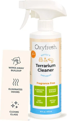 Oxyfresh Limpiador de terrarios de alta calidad – Eliminador profesional de olores de anfibios y terrarios de reptiles – Seguro y rápidamente
