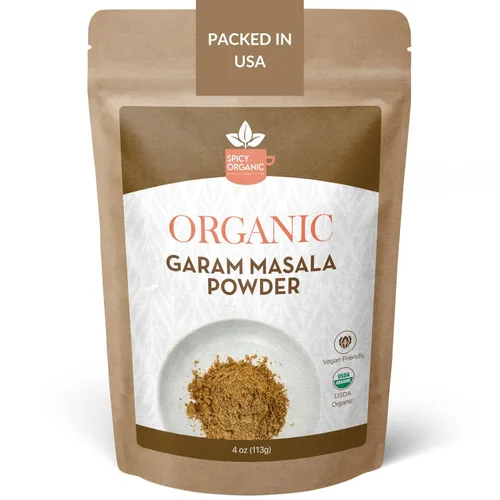 SPICY ORGANIC Garam Masala - Mezcla de especias indias con cardamomo, canela y clavo de olor, todo natural, sin OMG, kosher, vegano, condimento