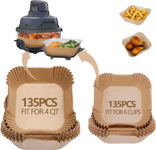 Vista 6 de Revestimientos para freidora de aire Ninja Foodi Smart Xl, 120 piezas de forro de papel desechable para freidora de aire, forros de pergamino