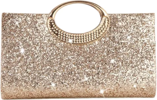 Vista 9 de Bolso de mano brillante 2026 para mujer, elegante y único, bolso de noche de poliéster