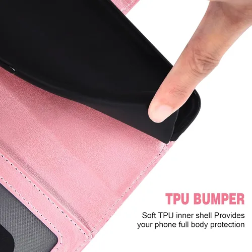 Vista 5 de Asuwish Funda de teléfono para SCHOK Volt SV55 SV55216 con protector de pantalla de vidrio templado y cubierta de cartera de encaje, soporte