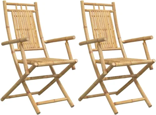 Vista 3 de Folding Patio Chairs 2 pcs 20.9x26 x39 Bamboo Dinning Room Lawn Sillas para Comedor Dining Table Chairs for Courtyard Terrace Beach Picnic