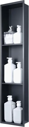 Vista 12 de Nicho de ducha negro mate de 12 x 12 - Almacenamiento de baño listo para azulejos de acero inoxidable para duchas pequeñas