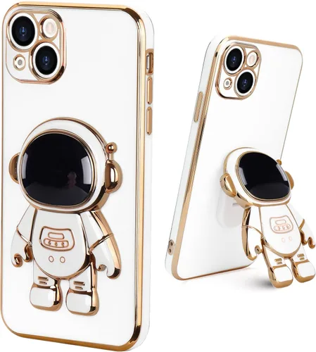 Vista 22 de Pepmune Funda compatible con iPhone 13, diseño de soporte de astronauta en 3D, protección de cámara, a prueba de golpes, suave cubierta trasera