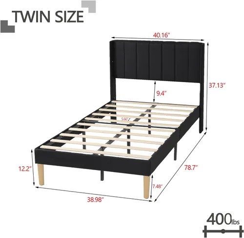 Vista 84 de Zoophyter Base de cama tapizada de plataforma tamaño King con cabecero, listones de madera fuertes, no necesita somier, fácil montaje, lino blanco