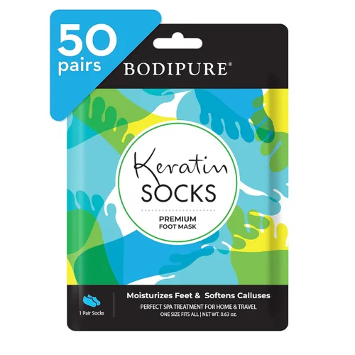 Vista 9 de Bodipure Calcetines de queratina con máscara de pie de alta calidad, calcetines hidratantes de spa en casa para pies secos agrietados, callos