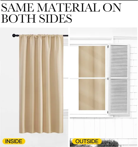 Vista 5 de NICETOWN 2 paneles de 42 x 63 pulgadas de largo, cortinas opacas con bolsillo para barra con 4 paneles de 42 x 16 pulgadas de largo, cenefas opacas