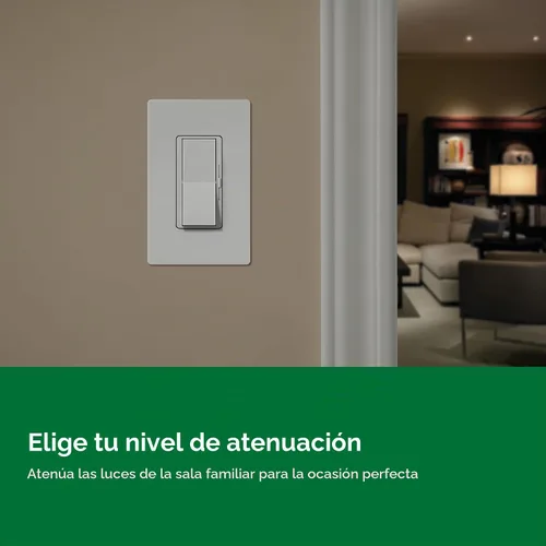 Vista 5 de Lutron Diva LED+ Interruptor de atenuación, atenuador de paleta, un solo polo/3 vías Almendra
