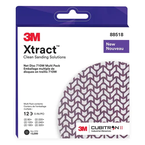 Vista 14 de 3M Xtract Net Disc 710W, 120+, 3 pulgadas, Die 300V, paquete de 50 discos de lijado con gancho y bucle, prácticamente libre de polvo, opción premium