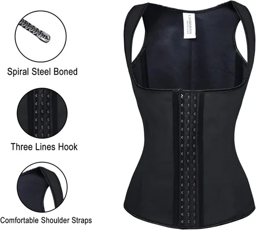 Vista 4 de Charmian Corsé de látex para mujer cintura de entrenamiento con huesos de acero