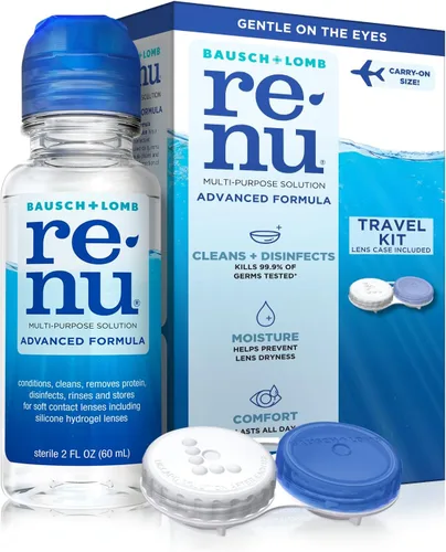 Vista 9 de Renu - Solución para lentes de contacto, fórmula avanzada, solución multiusos con estuche para lentes, limpia suavemente, desinfecta, hidrata