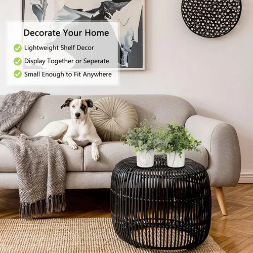 Vista 4 de Hollyone Plantas artificiales de interior, mini plantas artificiales de plástico, plantas verdes pequeñas, plantas falsas de eucalipto decoración