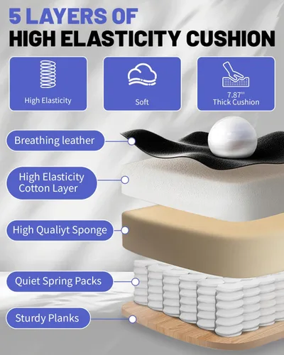 Vista 5 de Silla de oficina grande y alta de 800 libras para personas pesadas, silla ejecutiva resistente con respaldo alto, asiento extra ancho y soporte