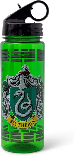 Silver Buffalo Harry Potter Movie 1-8 Slytherin Crest with Dashes Tritan botella de agua, 20 onzas