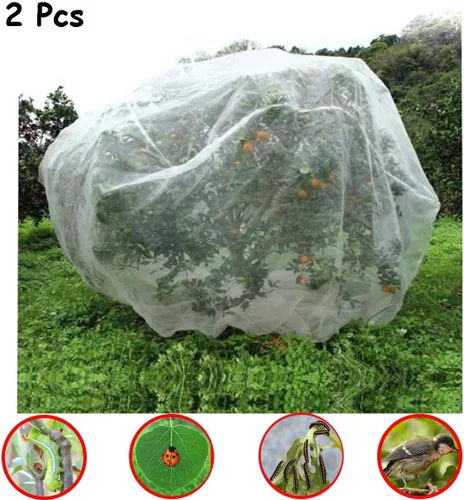 Vista 7 de Bolsas para cubierta de plantas, 4.6 x 3.4 pies, malla de red de jardín cifrada reutilizable con cordón, red de protección de plantas de árboles