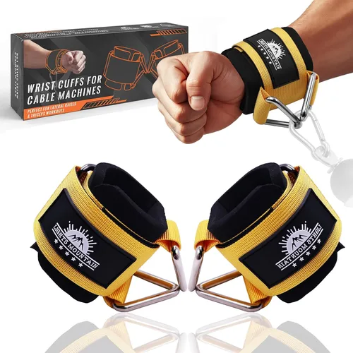 Vista 12 de Puños ajustables para muñeca de neopreno con correas acolchadas para equipos de entrenamiento de fuerza con máquinas de cable Negro