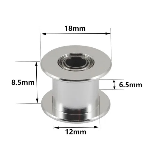 Vista 6 de Paquete de 10, 20 dientes de 0.118 in de diámetro de 0.236 in de ancho, correa tensora GT2, polea tensora de aleación de aluminio, rueda de polea