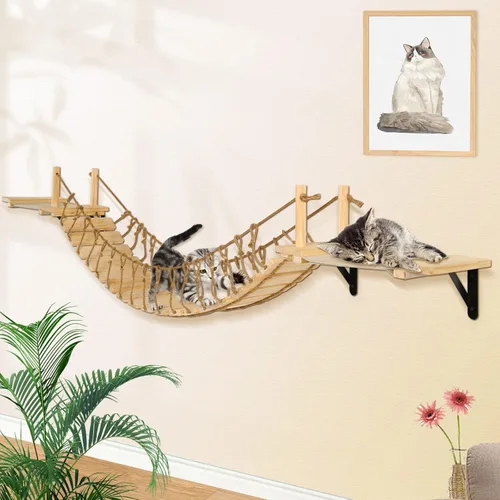 Vista 3 de Estantes de Pared para Gatos Calmbee - Árbol Colgante de 178 cm con Nido y Repisa en Forma de Nube