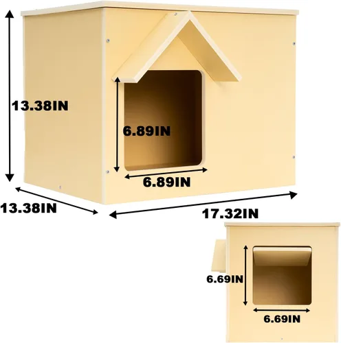Vista 5 de Casas para gatos al aire libre, refugio feral, condominio de madera para gatos callejeros, resistente, impermeable y aislado con puerta de escape