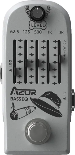 AZOR - Pedal de efecto de guitarra para bajo de 5 bandas, ecualizador de pedal de efectos para bajo eléctrico, True Bypass, aleación de aluminio