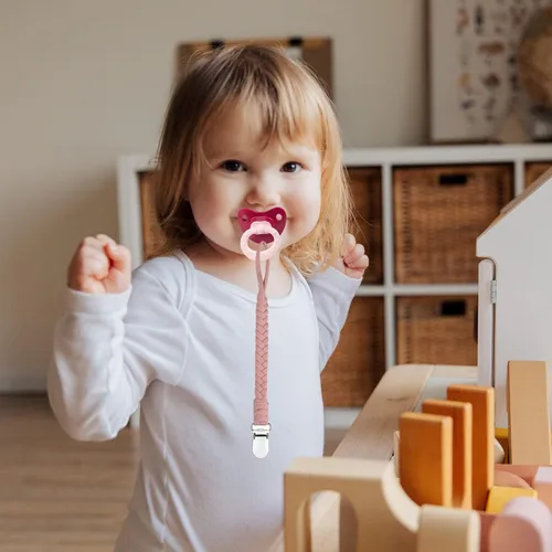 Vista 6 de Braided Pacifier Clip for Boys & Baby Girl, Binky Clips Pacifier Holder 100% Handmade Teething Straps Unisex Design