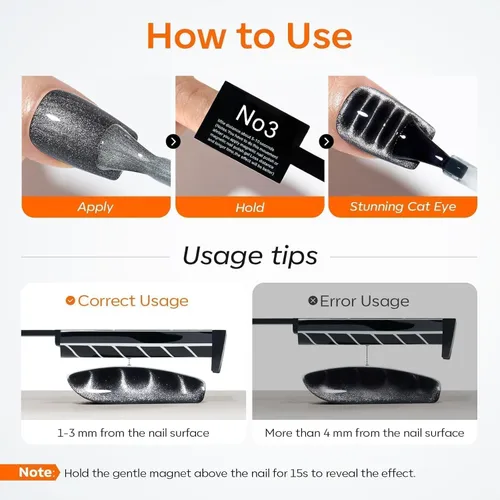 Vista 7 de Modelones – Set de imanes magnéticos efecto ojo de gato para uñas, 15 piezas, varillas e imanes redondos y cuadrados, potente herramienta para crear