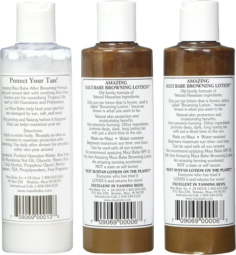 Vista 2 de Maui Babe Paquete de bronceado (2 lociones Browning de 8 onzas, 1 loción After Browning de 8 onzas), (paquete de 3)