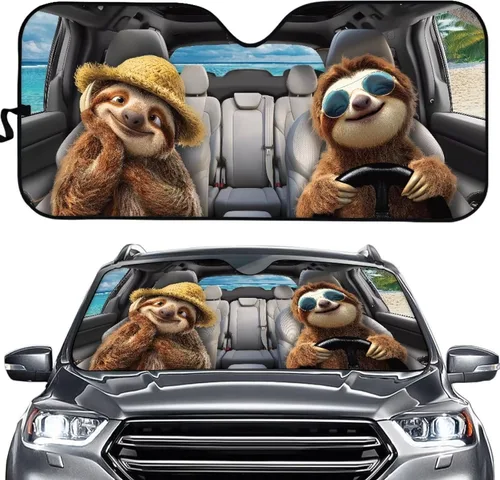 Vista 29 de SEANATIVE Funny Car Windshield Sun Shade UV Ray Sun Visor Protector Front Window Sunshade Angry Eyes Design Car Interior Accessories