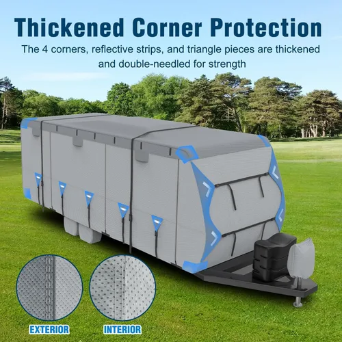 Vista 5 de Mofeez Funda para caravana, cubierta de remolque de viaje de 16 a 18 pies, resistente de 7 capas superior anti-UV, resistente al viento