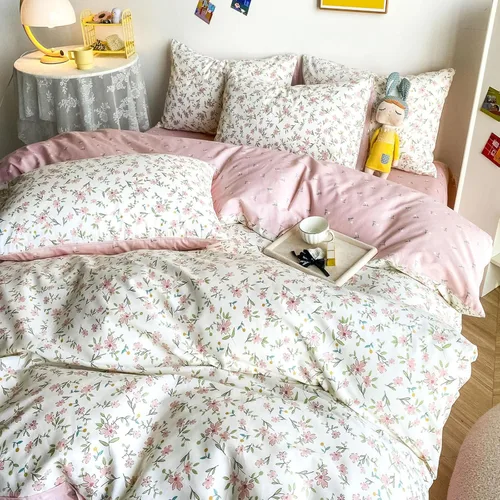 Vista 66 de HighBuy Funda de edredón floral de algodón, floral, coquette, fundas de edredón ligeras, suaves para niñas, juego de ropa de cama estilo jardín