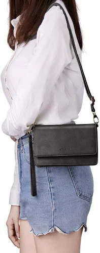Vista 7 de nuoku Bolso cruzado pequeño para mujer con ranuras para tarjetas RFID, 2 correas