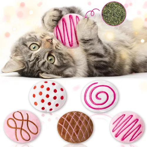 Vista 14 de MALLMALL6 Juguetes de Pepinillo y Hierba Gatera para Gatos - 5 Piezas Juguetes Interactivos de Pepinillo y Catmint para Gatos