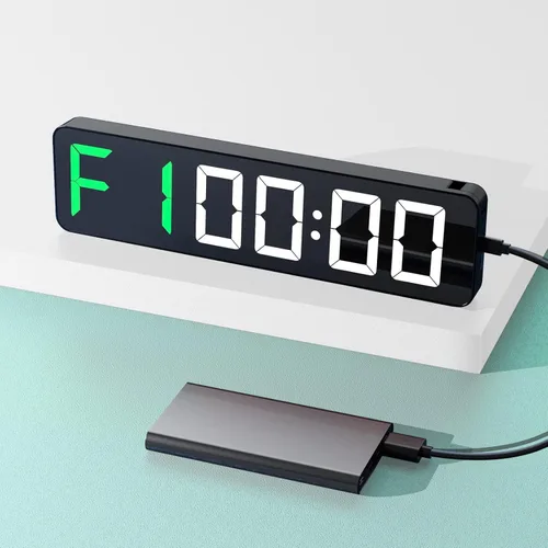 Vista 5 de Reloj de pared con pantalla LED grande de 15" para gimnasio Entrenamiento por intervalos Cuenta regresiva y progresiva Cronómetro 12 niveles