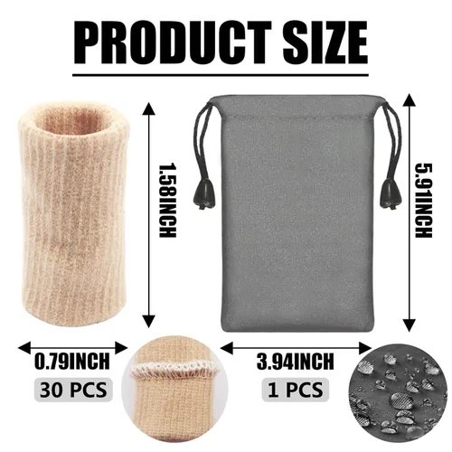 Vista 3 de LAPOHI 30 fundas para dedos con 1 bolsa de almacenamiento, protectores de dedos deportivos, soporte de férula para el pulgar, cinta elástica