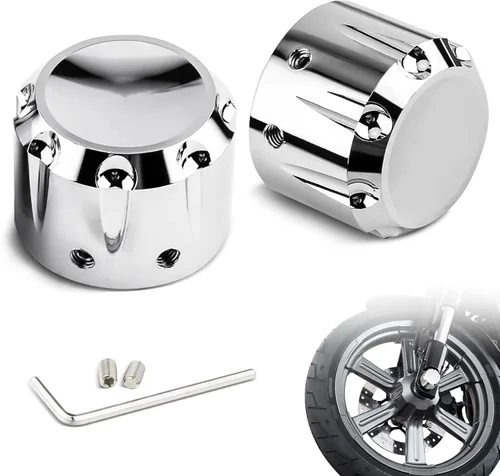 Vista 8 de Cubiertas para tuercas de eje delantero, tapas de tuerca de eje CNC compatibles con Harley Davidson Touring Dyna Sportster Trike Softail Street