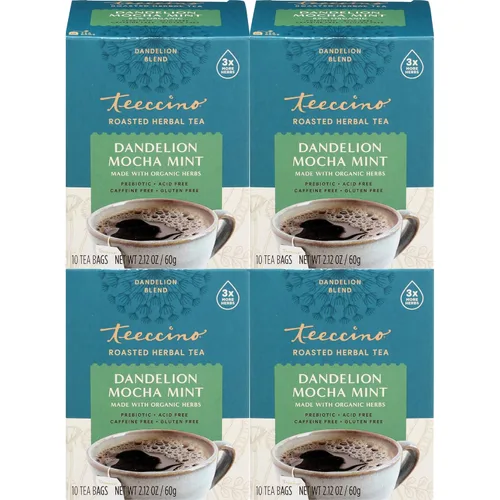 Vista 18 de Teeccino Té Chai rojo de diente de león, 25 bolsas de té, sin cafeína, té de hierbas tostadas con prebióticos, 3 veces más hierbas que las bolsas