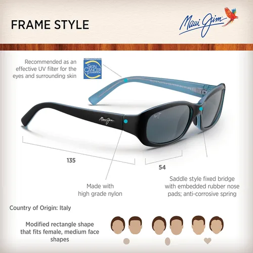 Vista 6 de Maui Jim Punchbowl - Lentes de sol rectangulares polarizados para mujer