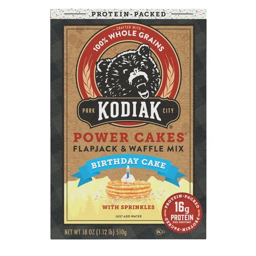Vista 3 de Kodiak Cakes Power Cakes, mezcla de panqueques y waffles, pastel de cumpleaños, alto contenido en proteínas, 100% granos integrales, (paquete de 6)