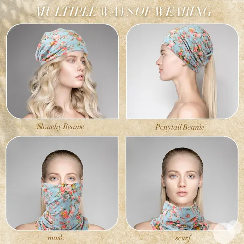 Vista 7 de Gorro holgado para mujer, 5 piezas, turbante, elástico, para el cáncer, gorros, bufanda para dormir