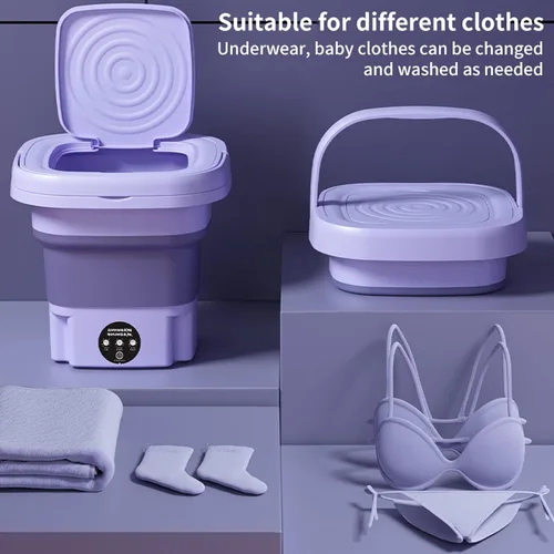 Vista 2 de Mini lavadora de 8 litros de gran capacidad, lavadora portátil 2023 plegable media automática para ropa de bebé, ropa interior o artículos pequeños