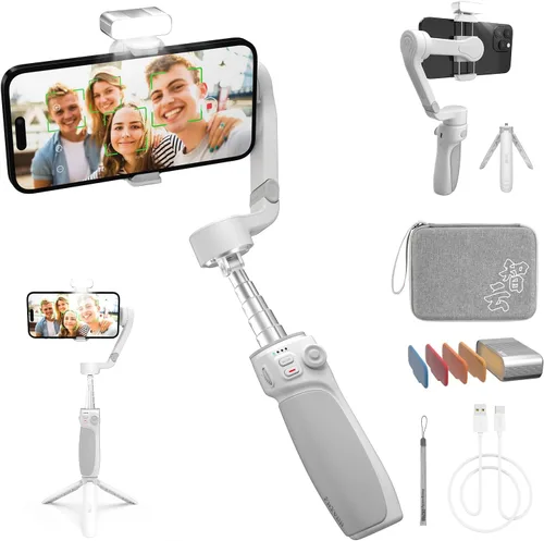 ZHIYUN Smooth Q4 Combo cardán estabilizador, cardán de teléfono inteligente de 3 ejes, barra de extensión incorporada, plegable y portátil, cardán