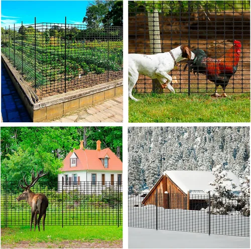 Vista 7 de Cerca Temporal de Plástico con Postes, 40" x 100' Barrera de Seguridad para Perros Cerca de Malla para Nieve con Estaca de Acero 4 Pies Cerca