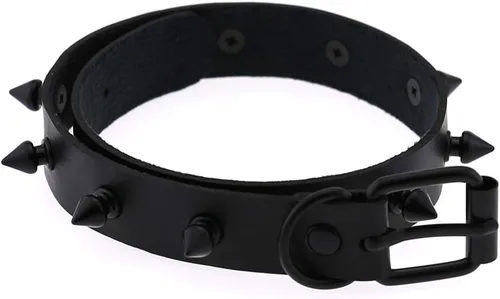 Vista 6 de FM FM42 Gargantilla unisex multicolor de cuero sintético de PU punk rock gótico negro remaches con remaches