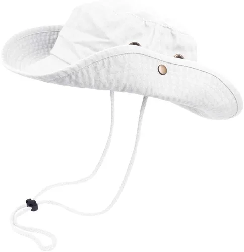 Vista 19 de Sombreros de pescador con cuerda de ala ancha para senderismo, pesca, protección solar UV, safari, unisex