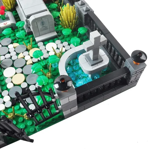 Vista 6 de Juego de mini ladrillos embrujados de Halloween, juego de cementerio, bloques de construcción, arquitectura, ladrillos de construcción, juego